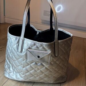 Marc by Marc Jacobs Quilted Metallic Silver Tote